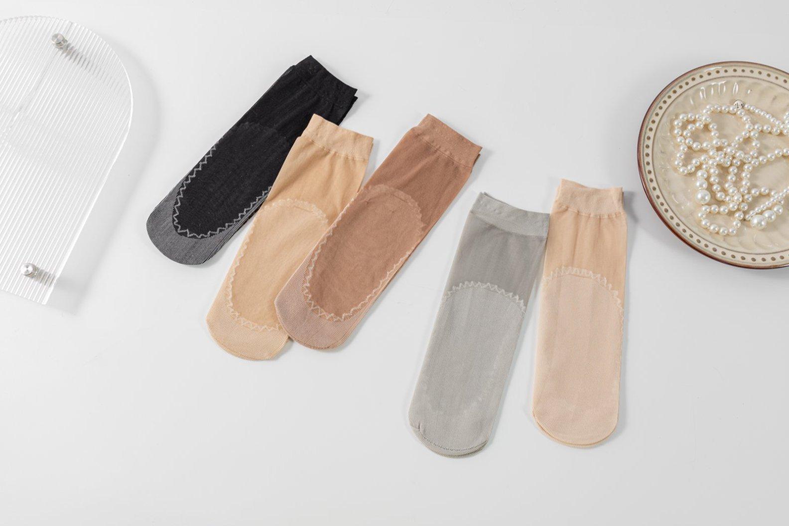 10 Pairs Women's Short Sheer Stockings, Non-Slip Cotton Sole, Ultra-Thin & Run-Resistant, Comfortable Moisture-Wicking Loose Band Massage Stockings