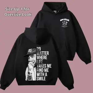 Mac Miller Oversized Hoodie No Matter Where Life Takes Me Smile Graphic Hooded Sweatshirt Rapper Fan Gift Size Up 1 for Oversize Look