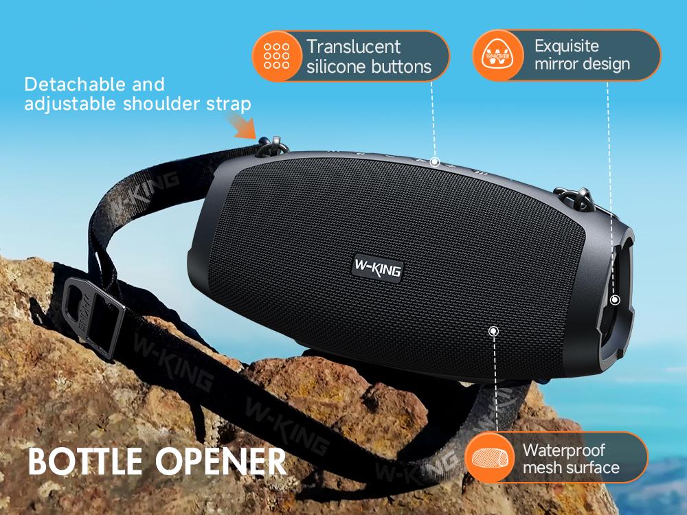 W-KING 120W Outdoor Bluetooth Speaker Portable Wireless IPX6 Waterproof with Triple Passive Radiators 2 Subwoofers 70W Deep Bass DSP 42H Power Bank EQ Large Party Audio