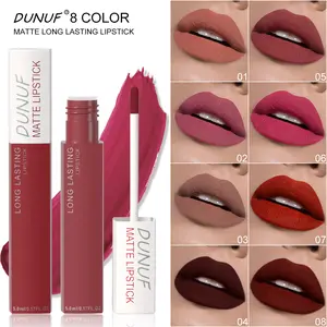DUNUF 1PC Matte Waterproof Long-Lasting Lipstick & Lip Gloss. Waterproof, sweat-resistant, non-transfer, highly pigmented, with a matte, high-end understated look. Women’s cosmetic with great value for money.