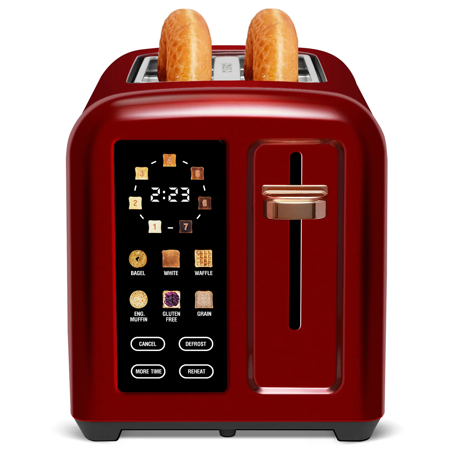 Stainless Toaster LCD Display&Touch Button,Toaster 2 Slice,  50% Faster Heating Speed, 1.4'' Wide Slots Toaster, 4 Basic+More Timer Functions, Removable Crumb Tray, 1350W tiktokshopbacktoschool