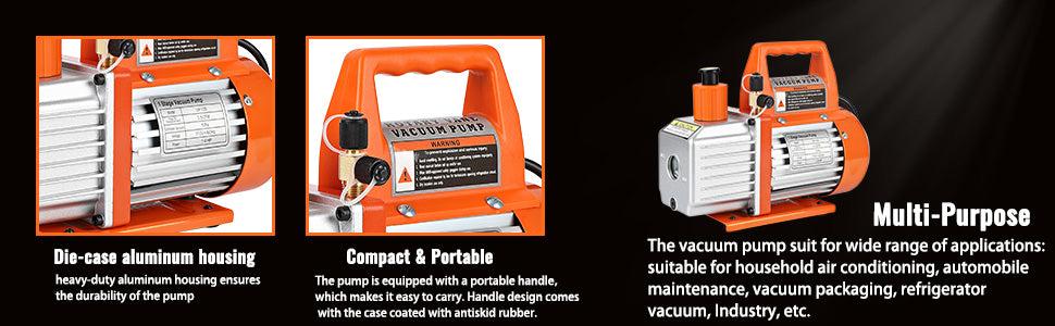 GARVEE Rotary Vane Vacuum Pumps: 5CFM, 4.5CFM, and 3.5CFM Options with 1/2HP, 1/3HP, and 1/4HP Motors for HVAC, Refrigerant Handling, and Vacuum Packaging, Complete with Oil Bottle for Enhanced Efficiency.