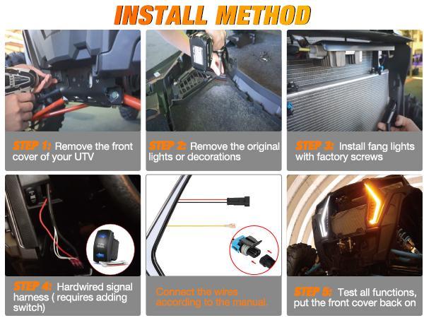 Nilight Turn Signal Fang Lights LED Fang Accent Street Legal Front Signature Lights Compatible with Polaris RZR XP 1000 Turbo Accessories 2019 2020 2021 2022 2023