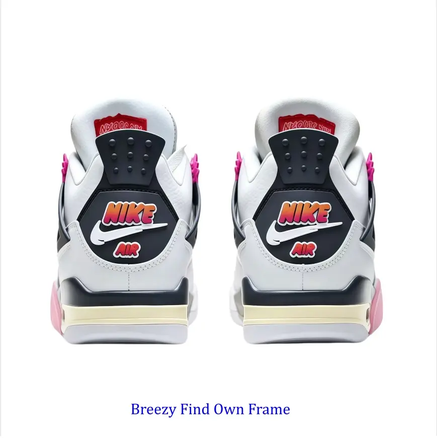 White Leather with Bright Pink Rubber Sole and Colorful Mesh Side Wings Mid-Top Retro Basketball Sneaker, Classic Structure and Cushioning Design