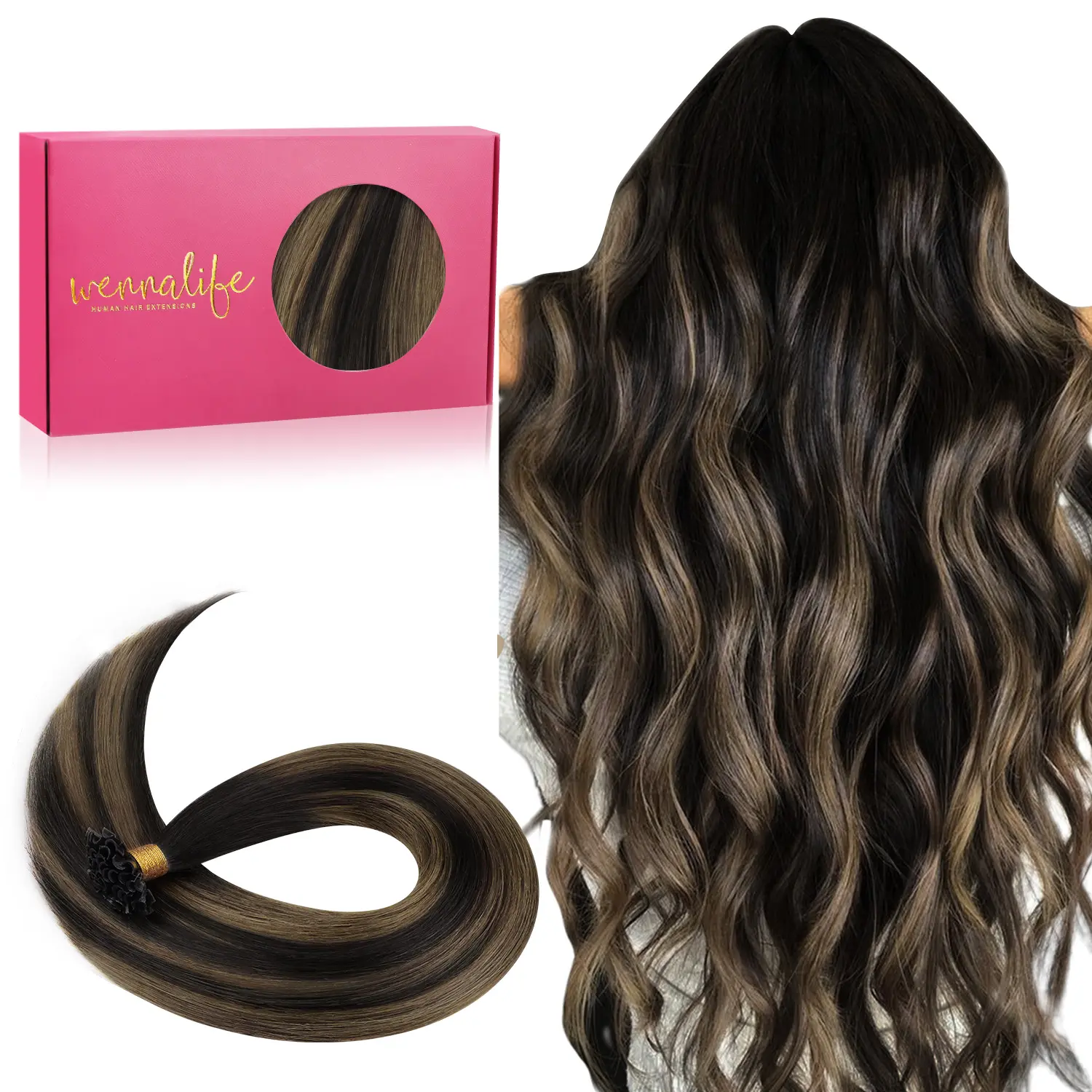 WENNALIFE U Tip Hair Extensions Real Human Hair 50g 50s 14in-24in Light Blonde Highlighted Golden Blonde Remy Hair Invisible Straight Keratin Bond Hot Fusion Hair summer hair extensions #tiktokshopbacktoschool #sohochic