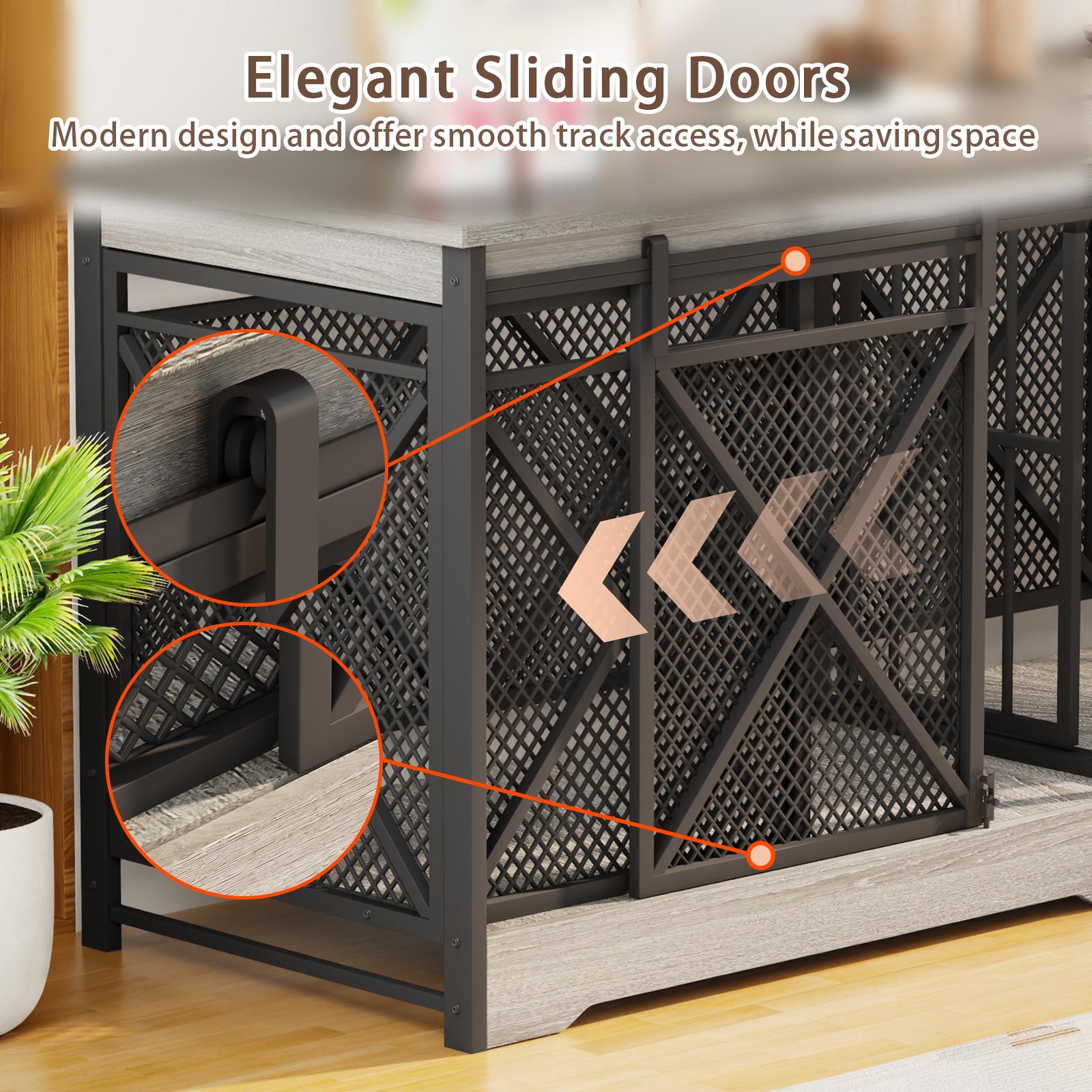 【SpringGlowUp】COZPAW 78" Dog Crate Furniture for 2 Dogs,Extra Large Breed Double Chew-Resistant Indoor Pet House,Heavy Duty Wooden XXL Large Kennel, Furniture Style XL Dog Cage, Max 300lbs Capacity (Grey)