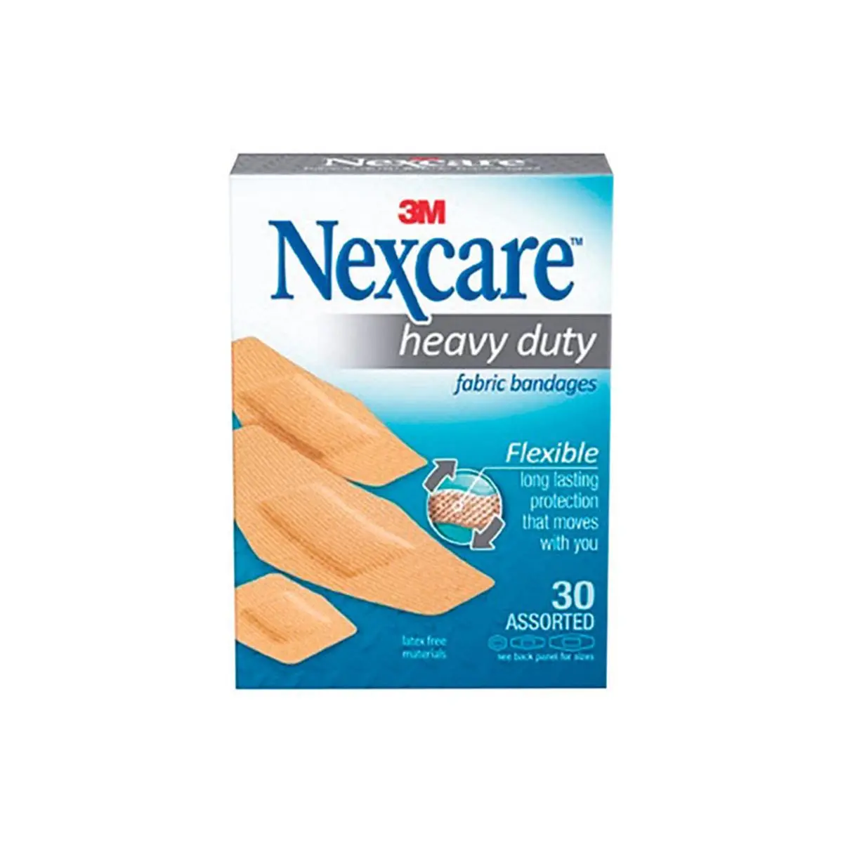 Nexcare Heavy Duty Fabric Bandages, Latex-Free Diamond-Shape Flexible Patch, 30 Pieces/Pack - 6 Packs/Case, Perfect Size for Most Cuts & Scrapes, for Yard Work & Extreme Sports First Aid Supplies