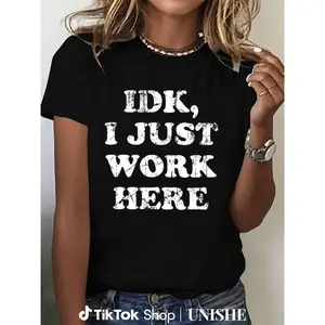 Retro Typography T-Shirt – IDK I Just Work Here Casual Funny Work Shirt for Adults