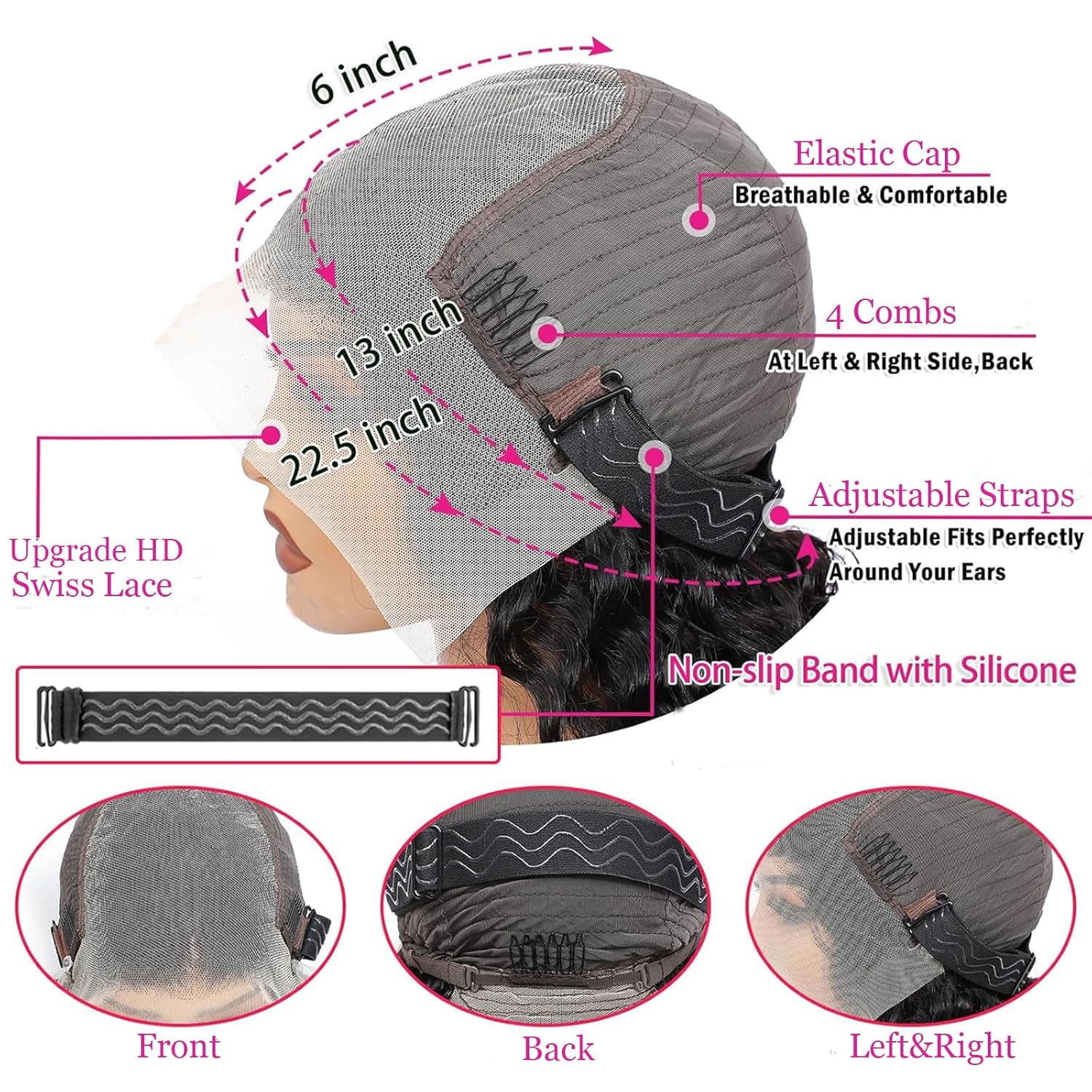 [30" = $116] 13x6 Deep Wave Lace Front Wig Human Hair 180 Density Wet and Wavy 13x4 Lace Frontal Wig Brazilian Human Hair Wigs Pre Plucked  Deep Curly 6x4 Glueless Wig 100% Virgin Human Hair Lace Front Wigs for Women Bling Hair Human Hair Wigs