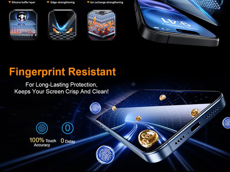 [2PCS] One Fish Luxury Privacy Screen Protector for iPhone,Samsung -Crystal Clear, Fingerprint Proof, Scratch Resistant, Plasma Plating Process