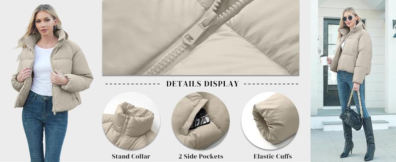 Polu Women's Puffer Jackets Oversized Long Sleeve Winter Zipper Coat Warm Quilted Jackets with Pockets