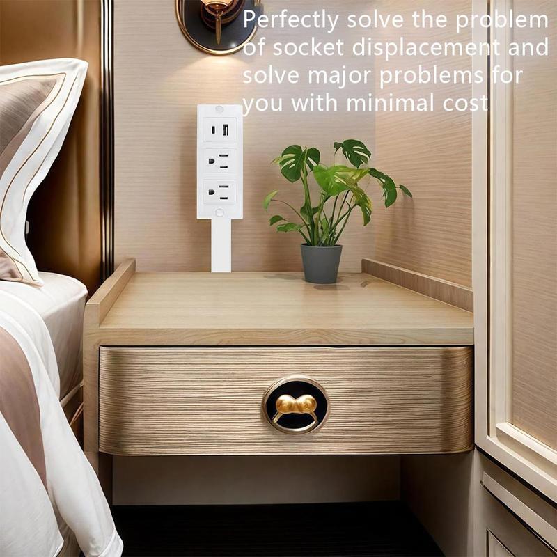 Rotating Wall Outlet Extender – 2 AC + USB-C/A Ports (34" Extension, Wall-Mountable & ETL Certified) | Space-Saving Power Solution for Home & Office,Portable ,easy to use