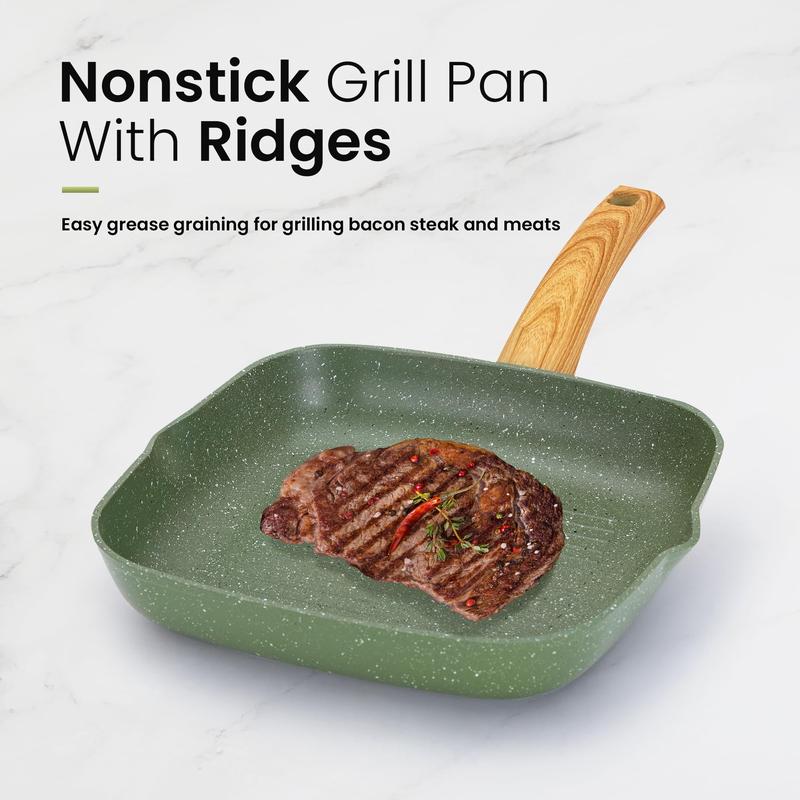 Kitchen Academy Set of 30 Pieces - Induction Cookware with Nonstick Granite Stone Coating, Includes 5 Casserole Lids, Various Woks and Frying Pans