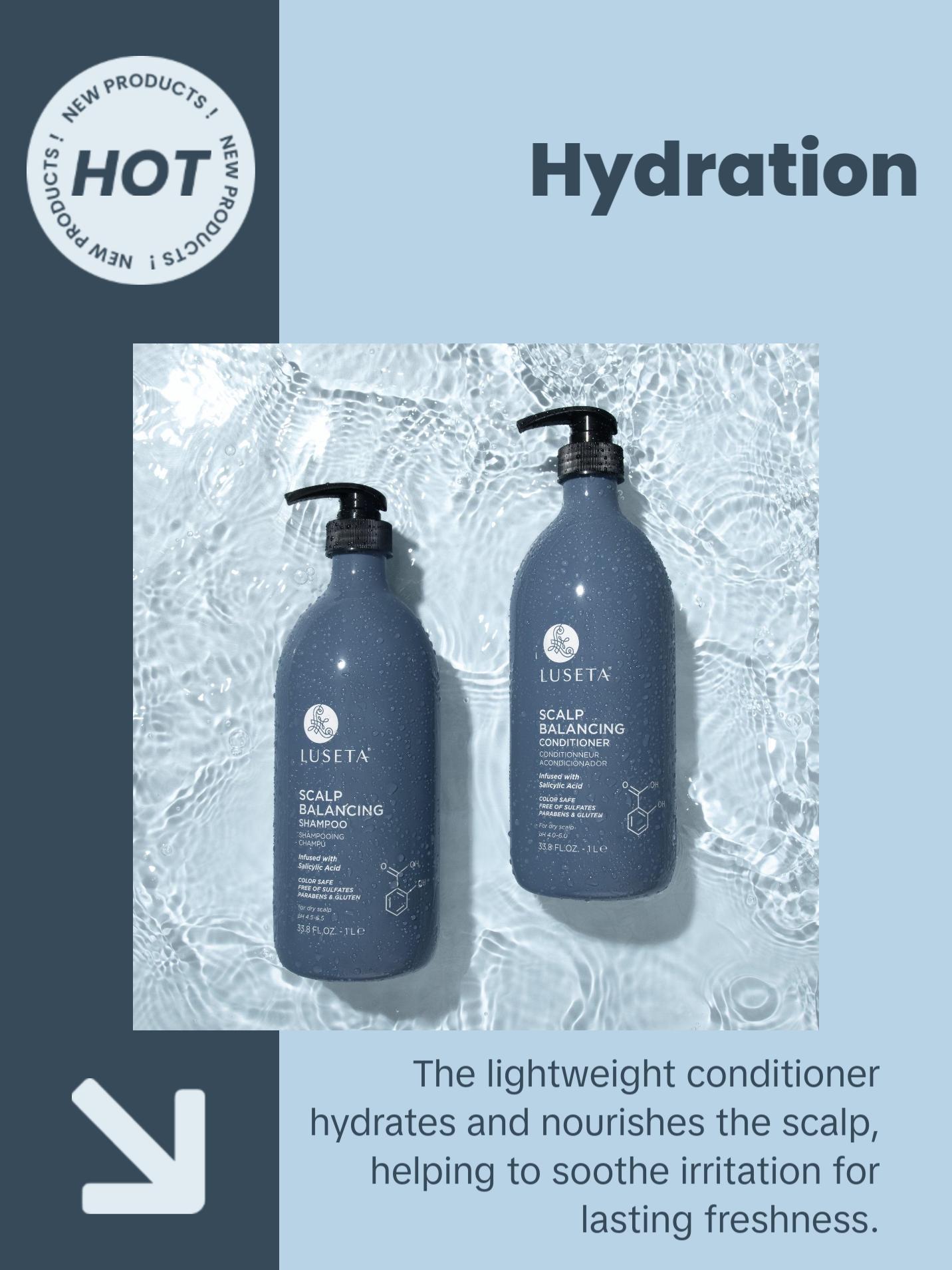 Luseta Salicylic Acid Shampoo and Conditioner Set for Men and Women, Scalp-Balancing, Reducing Build-up, Flake Control Shampoo for Men, Clarifying Shampoo for Refreshing, pH-Balanced, 2 x 16.9 Fl Oz