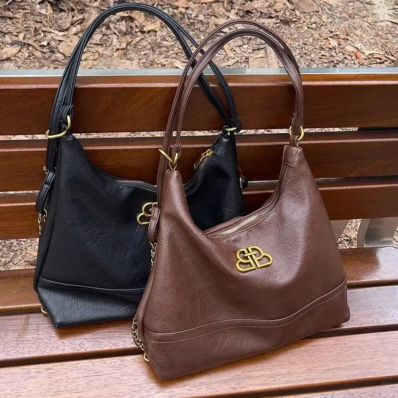 Women's Handbag - Stylish Dual Shoulder Straps, Elegant Design, Multiple Styles, Handbag Shoulder Purse, Casual Crossbody, Everyday Bag, Avocado Leather & Black & Gold Edition Options