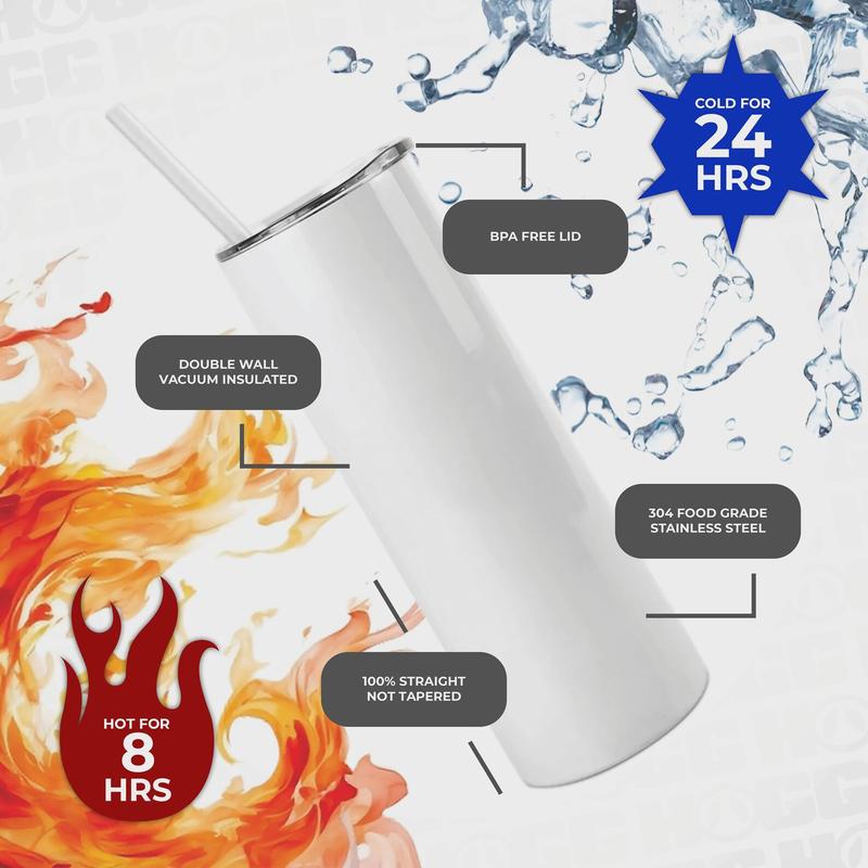 Puerto Rico Stainless Steel 20oz Tumbler with Plastic Straw and Clear Lids.  Drinkware Water Bottles