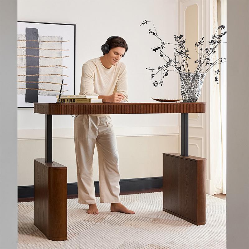 Hulala Baggio Modern Electric Height-Adjustable Standing Desk with Smooth Sit-to-Stand Transition, Concealed Storage, and Smooth-Gliding Drawers