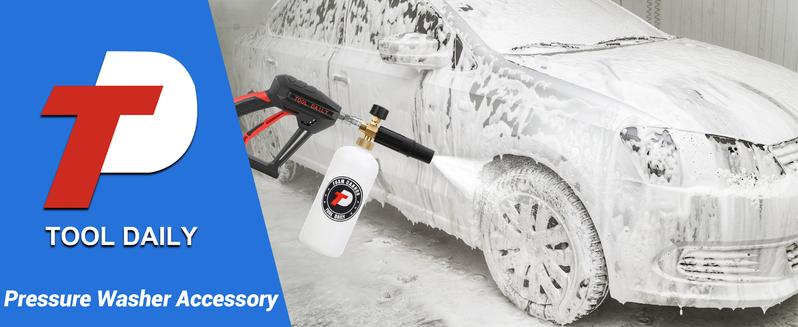 Tool Daily Short Handheld with  Cannon FOR PRESSURE WASHER,  1/4 Inch Quick Connector, Water Spray Tool with 5 Nozzle Tips, 1 Liter snow foam lance, FathersDayGift