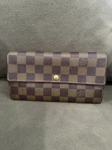 Pre-owned Louis Vuitton Canvas Small Leather Goods Sarah Damier Ebene Long Wallet