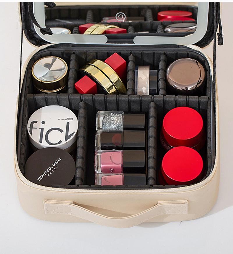 2025 Trending LED Makeup Bag with Mirror Large Capacity Portable Stylish Travel Case for Cosmetics