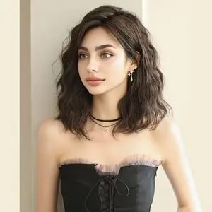 Women's Brown-Black Natural Curly Short Wig｜ Glueless Easy to Wear & Style, High-Volume Fashionable, Unisex Multi-Scene Adaptability for Daily/Parties/Role-Playing/Back-to-School Season/Cosplay/Valentine's Day Use gradient fashion wig  material