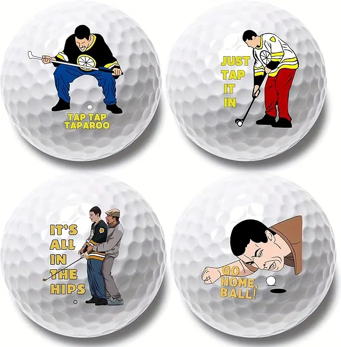 Funny Golf Balls for Men, 4 Pack Novelty Printed Golf Balls, Adult Humor Golf Gift Set, Practice Golf Balls for Golfers, Gag Gifts for Dad Husband Boyfriend Coworkers, Father’s Day Christmas Birthday