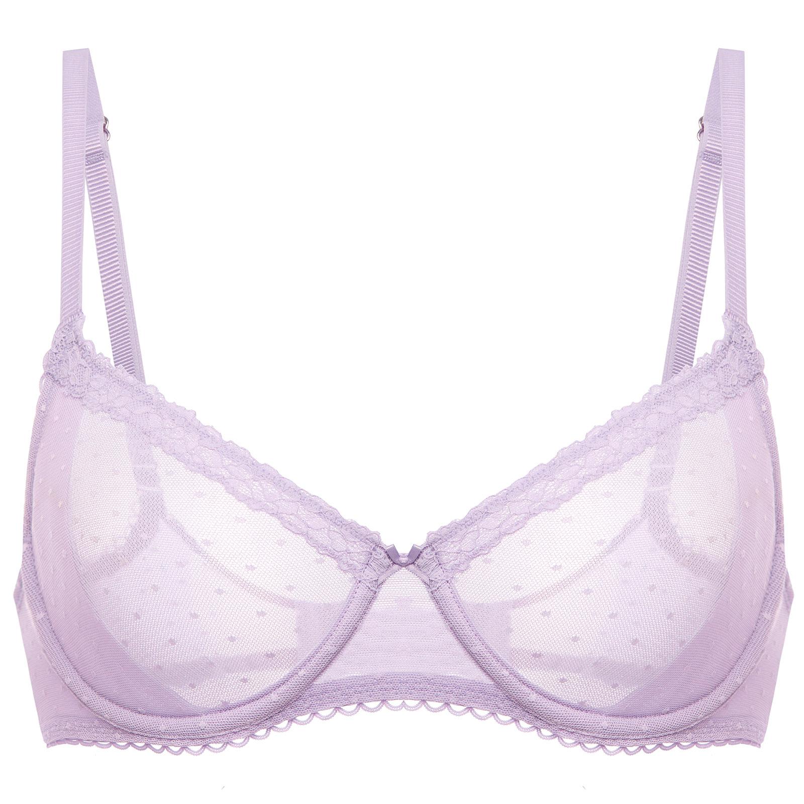 DOBREVA Women's Sheer Mesh Lace Demi Bra