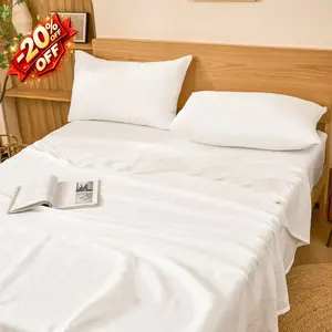 PUREFIBER 100% Natural Linen White Flat Sheet Soft Breathable Bedding for Comfortable Sleep Durable Linen Material