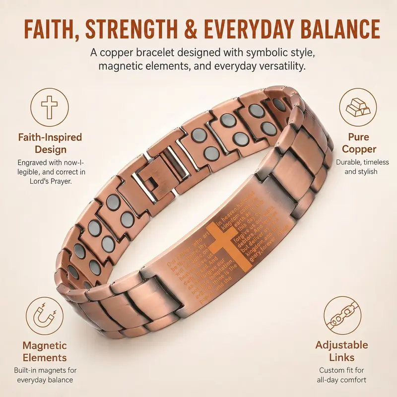 YLNWH Copper Magnetic Therapy Bracelet for Men & Women, 3X Ultra Strength Magnetic Bracelets, Copper with 3500 Gauss Neodymium Magnets, Eliminate Static Electricity, Magnetic Field Therapy Jewelry YLNWH Copper Magnetic Therapy Bracelet for Men & Women, 3X Ultra Strength Magnetic Bracelets, Copper with 3500 Gauss Neodymium Magnets, Eliminate Static Electricity, Magnetic Field Therapy Jewelry