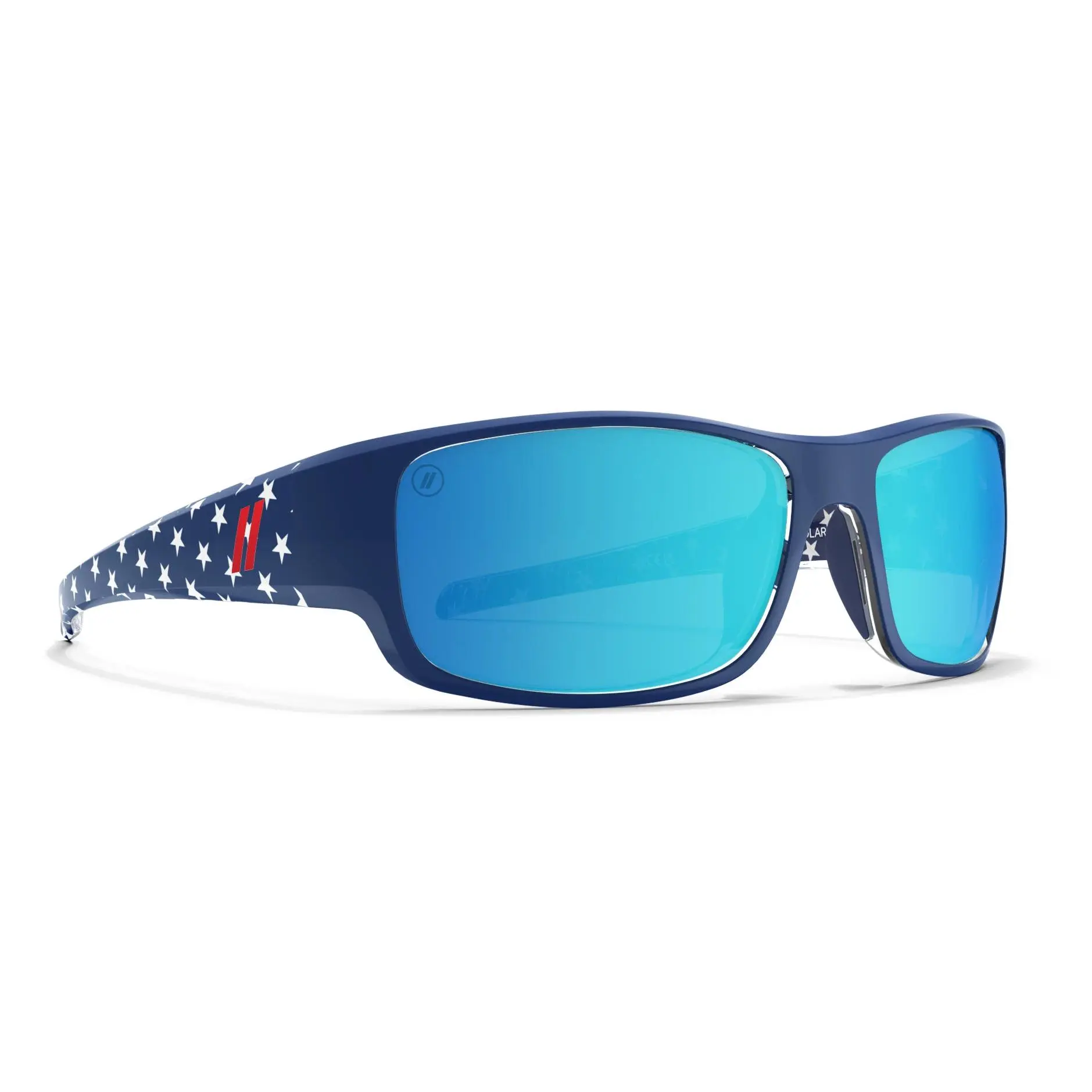 Blenders Eyewear Lakeview Sunglasses, Unisex USA Pattern Gloss Metallic Blue Frame with Polarized Lenses, 100% UV Protection for Lifestyle, Includes Microfiber Pouch, Blue Mirror Tint Softens Bright Light, Heart