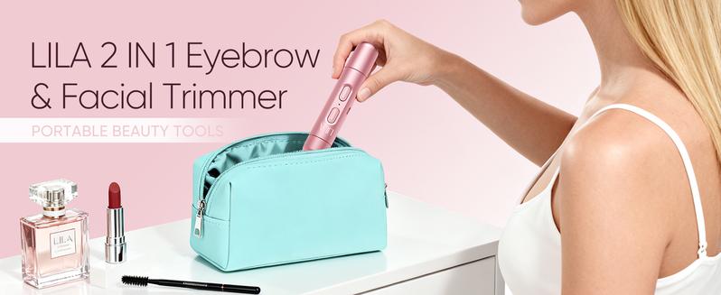 Portable 2-in-1 Eyebrow & Facial Trimmer – Dual Heads with LED Light for Easy, Gentle Grooming