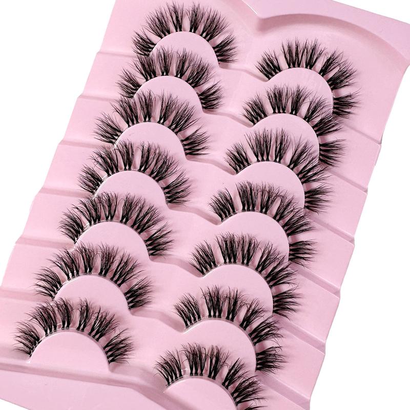 10 Pairs Manga Spiky Lashes Natural Soft Clear Band Comic Styles Eyelashes Anime Look Eyelash Wispy Strip Manga Look False Eyelashes Perfect For Daily Use Reusable