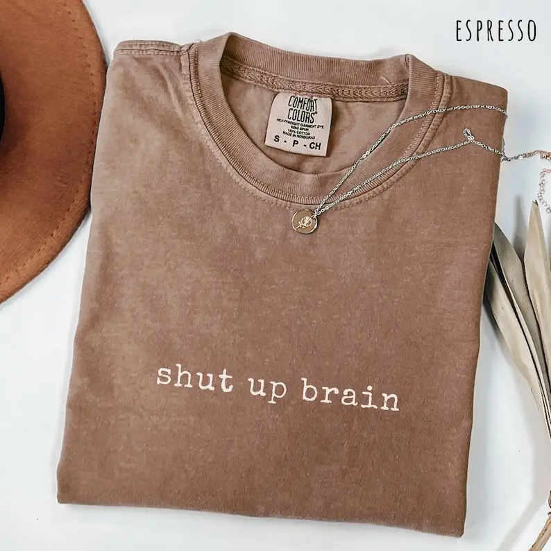 Comfort Colors, Insomnia shirt Shut Up Brain Shirt, Funny Overthinking Tee, Sarcastic T-shirt, Insomnia Humor Hoodie Dark Humor Gift can't sleep deprivation