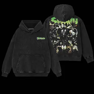 Superstyle The Dark Hero "Spawn" The Agent of Hell Ver 03 Image Comics Edition Double Printed Oversize Lightweight Acid Washed Tee TV Series Graphic Design Top Cotton Streetwear Comic Superheroes T-Shirt Clothes Menswear Womenswear