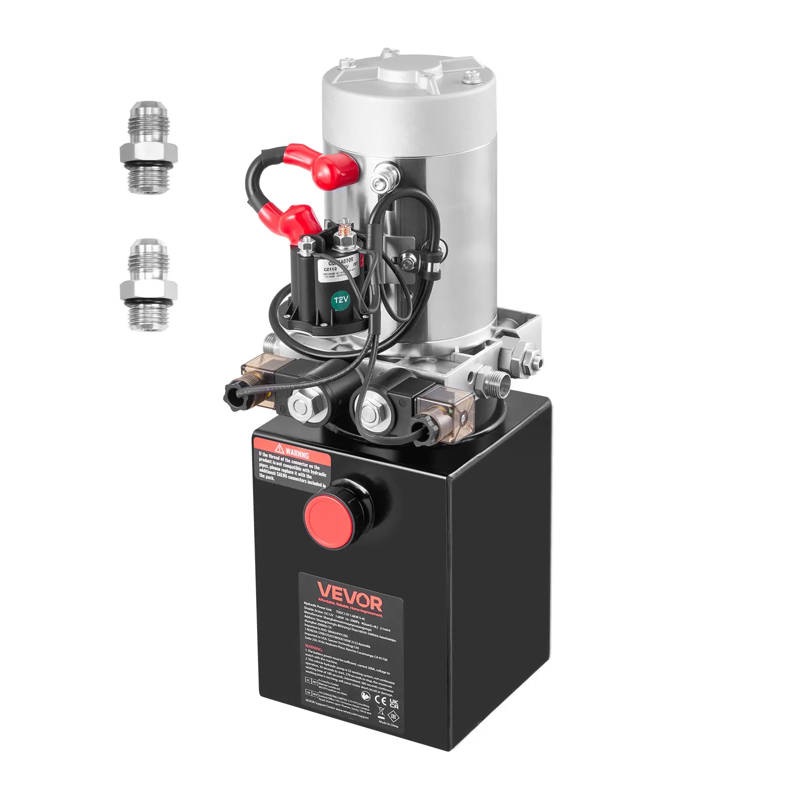 【summerfinds】VEVOR 4 Quart Hydraulic Power Unit, Double Acting Dump Trailer Pump, 3200 PSI Max Relief Pressure & 0.91 GPM Flow Rate, DC 12V Hydraulic Pump with Metal Reservoir for Dump Trailer Car Lifting, Black