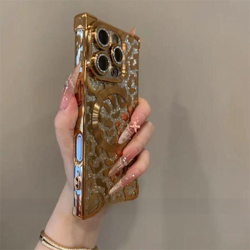 Compatible with for iPhone 17 Pro Max/16 Pro/15 Pro/14/13 Glitter Leopard Print phone case - HN1217-10