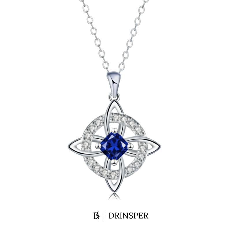 Drinsper Witches Knot Pendant Necklace for Women Girls Birthstone By Month Zirconia Hecate Dark Goddess of Witched Celtic Knot Design Tetragrammaton Collar De Amuleto De Protecion Pendientes Wiccan Pagan Fashion Jewelry Accessory Chrismas Gift for Mom