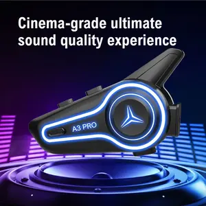 Crystal Clear Rider Communication! A3 PRO Bluetooth Headset | IP67 All-Weather Protection & RGB Light Motorcycle Essential! helmet