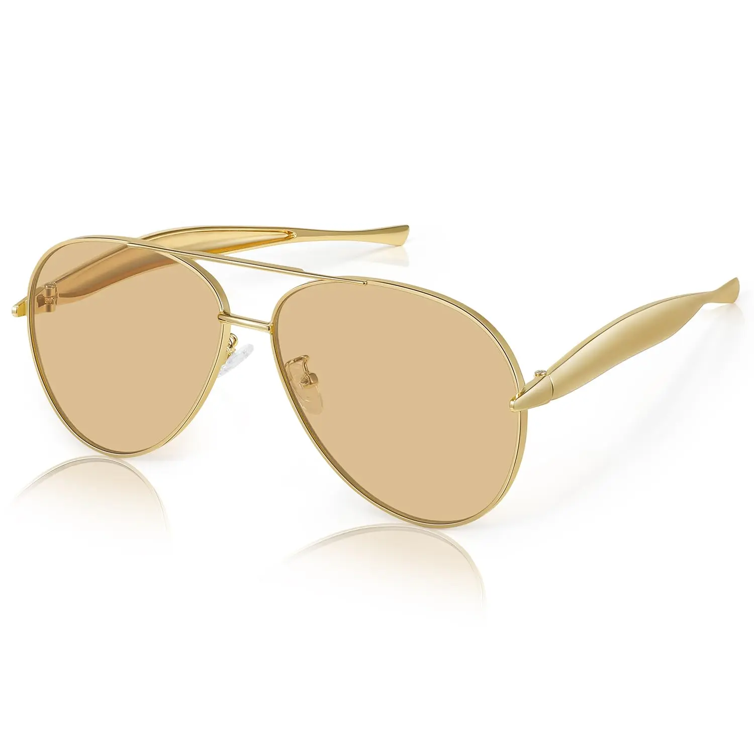Oversized Gold Aviator Sunglasses for Women Men Retro 70s Metal Big Aviators 70s Aviator Sunglasses, Man Woman Square Sunglasses, Silver  main image 2