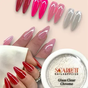 New Extreme Clear Glass Chrome Powder- 2 grams Tráng gương trong suốt each jar nail care nail art acrylic nail chrome nail y2k nails