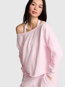 PINK Campus Fleece™ Rib Off-The-Shoulder Sweatshirt