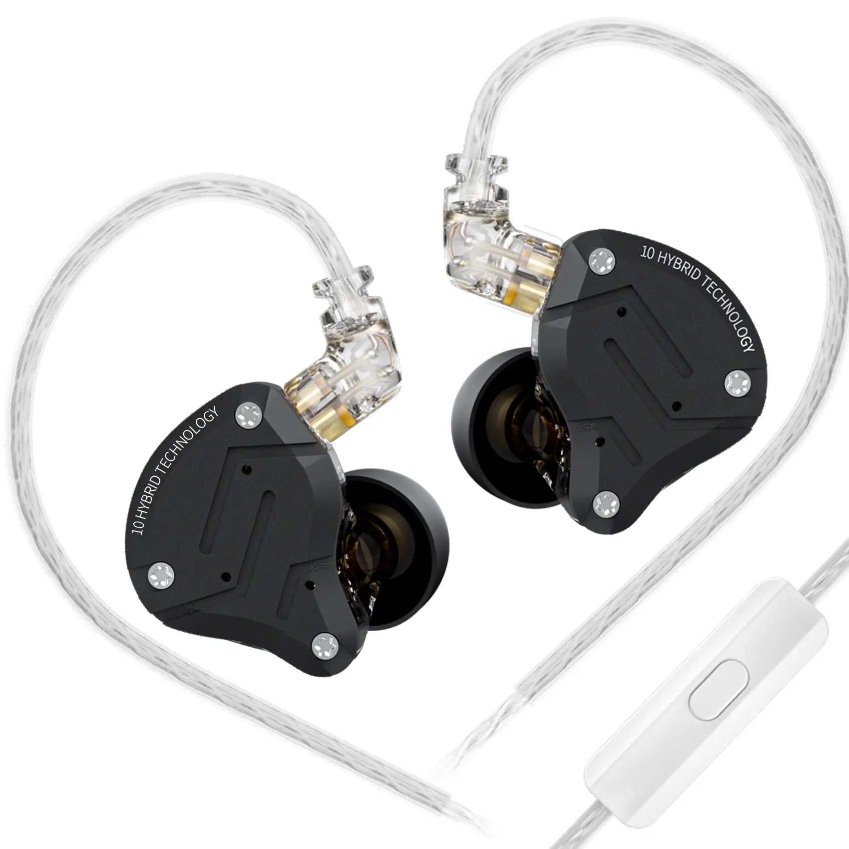 KZ ZS10 Pro Electronic Wired Earphones - 4BA+1DD Bass In-Ear Monitors, Steel Construction, Noise Isolation, 40000Hz Frequency, 3.5mm Audio Jack Plug-In, Matte Black Durable PC Accessories for Gamers, Tablet Compatible, Gaming Accessories