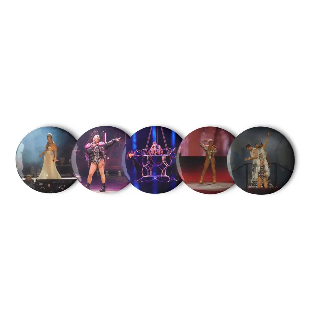 Pink Summer Carnival 2024 Concert Photo Button Pins - Set of 5