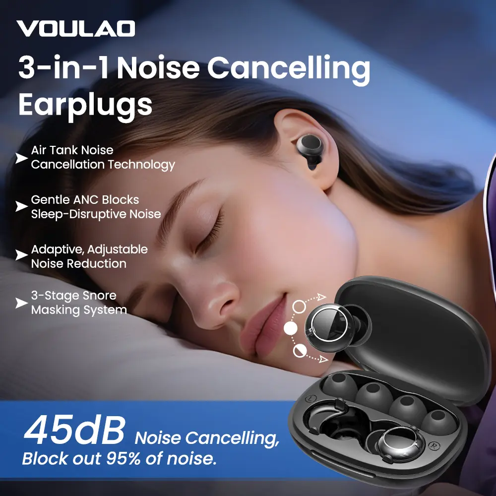 VOULAO VL01 Sleep Earbuds Wireless Earbuds Bluetooth 6.0 Headphones, Waterproof Wireless Earphones, Mini Invisible In Ear Earbuds, Suitable for Office, Sports, Sleeping, Study and Audio Calls, Built in Microphone