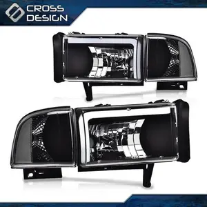 CROSSDESIGN LED DRL HEADLIGHT LAMPS FIT FOR 1994-2002 DODGE RAM 1500 2500 3500 BLACK HOUSING