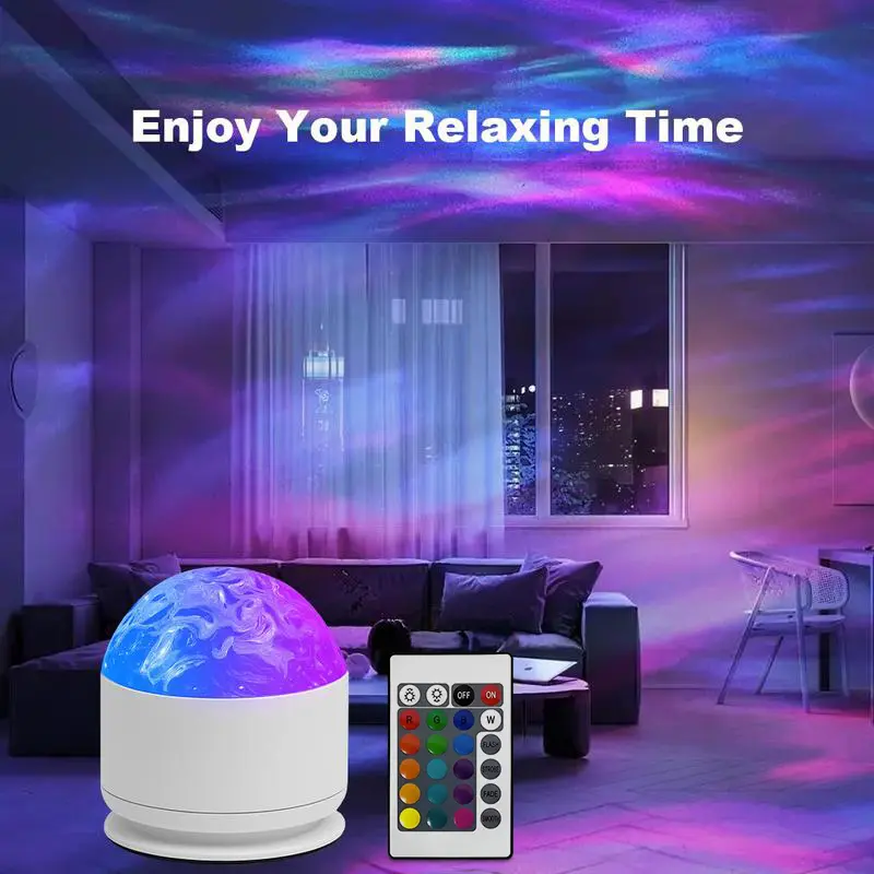 JEYUIN 16-Color RGB Galaxy Star Projector - Remote-Controlled LED Nightlight with Ocean Wave, 3D Water Ripple Effects, Room Decor, House Decor, Lighting, LED Lights, Tech Gadget, Holiday/Birthday Gift Rgb Atmosphere Lights Rgbw Led Lights Rgb Colorful Led