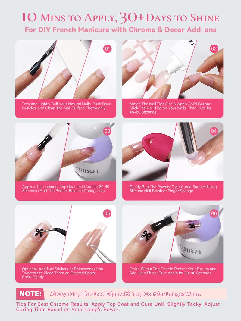 AILLSA Cozy French Press-On Kit with Chrome Powder, 5 Base Colors, 30g Hold Strong Solid Gel Glue, Square Natural-Fit gelx Tips, Gentle DIY Press-On Fake Nails Set for Fall Tiktokshopblackfriday AILLSA Cozy French Press-On Kit with Chrome Powder, 5 Base Colors, 30g Hold Strong Solid Gel Glue, Square Natural-Fit gelx Tips, Gentle DIY Press-On Fake Nails Set for Fall Tiktokshopblackfriday