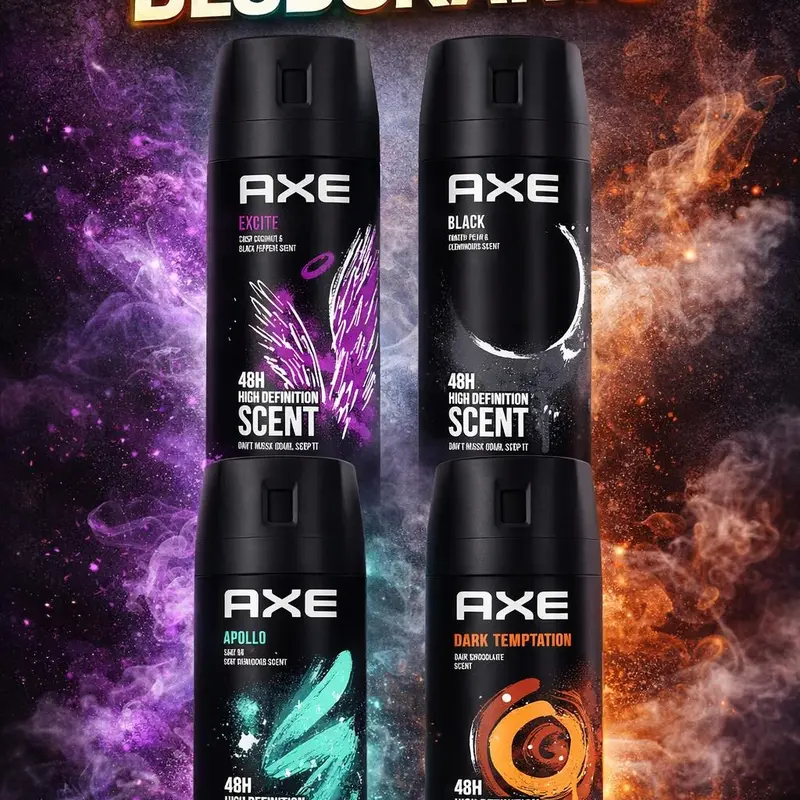 Men's Apollo Excite Black Dark Temptation 48-Hour Clinically Proven Deodorant Spray Bundle (4x150ml Aerosol Cans) - Compact Size, Ultra Masculine Wood Spice Scent, Odor-Free, Gift Packing, All Skins, Underarm Care for Working Individuals On the Go