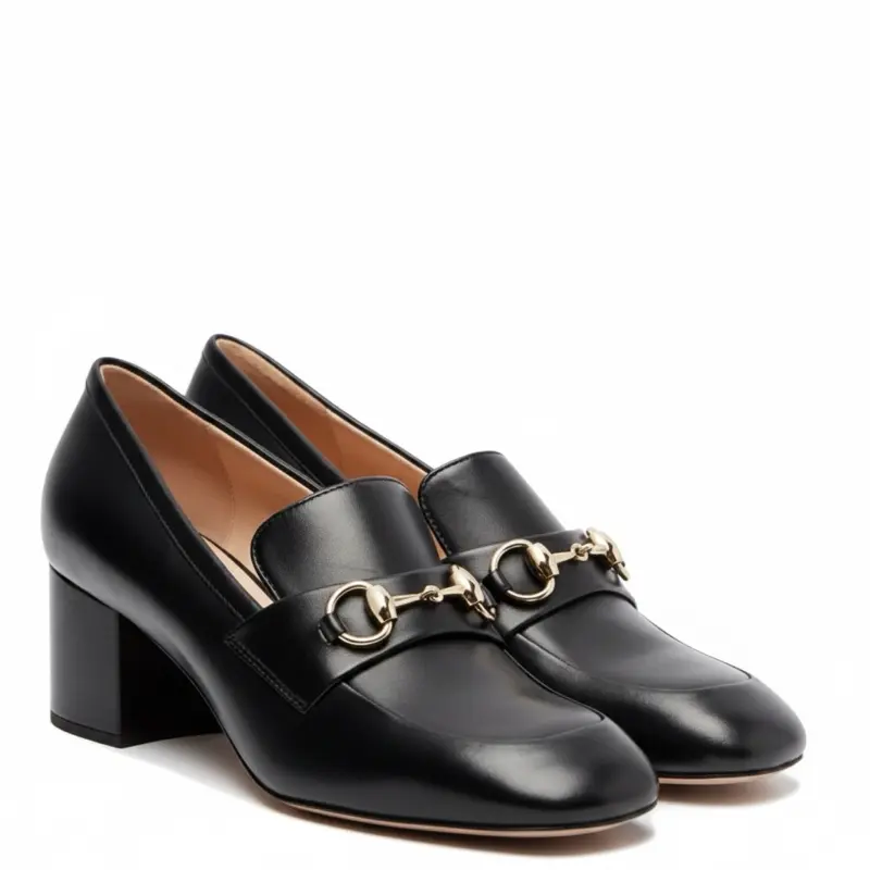Gucci Leather Horsebit Block Heel Pumps Size 37
