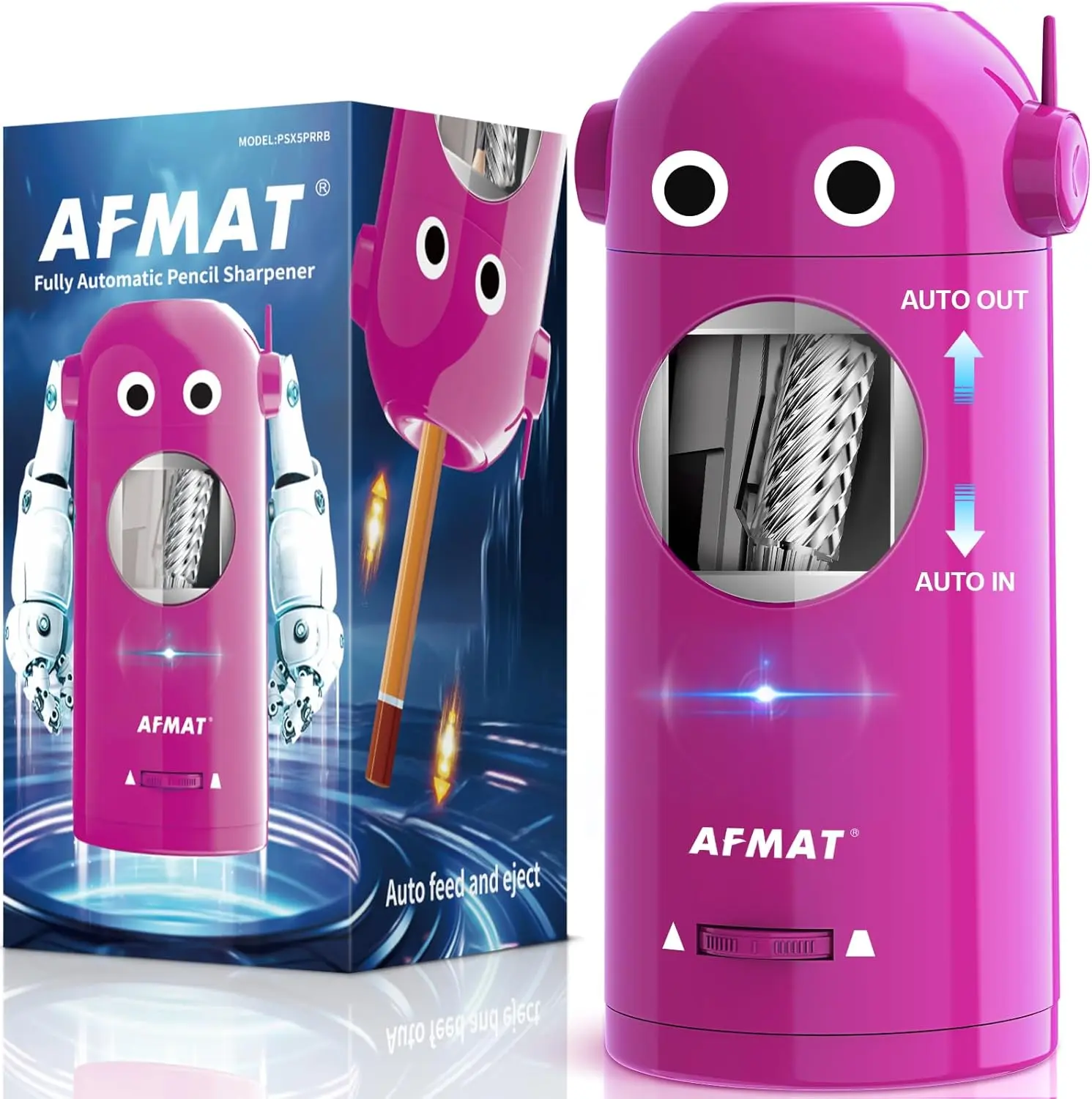 【BacktoSchool】AFMAT Fully Automatic Rechargeable Electric Pencil Sharpener - No-Touch Design, 7-11.5mm, for Colored Pencils, School Supplies, Office Stationery, Ideal for Home & Classroom,summerwins,back to school,back to school shopping Replaceable Blade